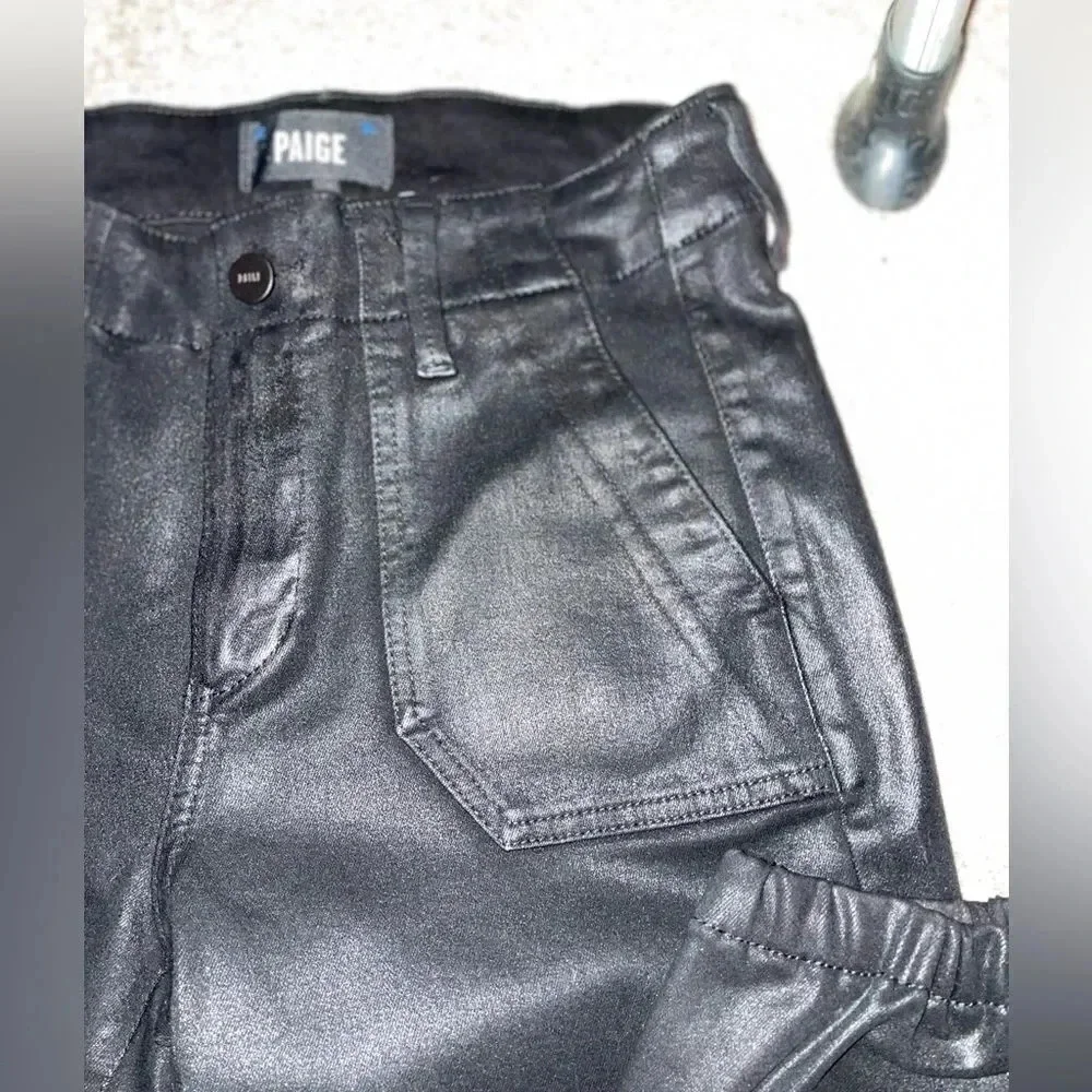 PAIGE COATED MAYSLIE JOGGER BLACK FOG LUXE COATING SIZE 26 - Picture 11 of 13